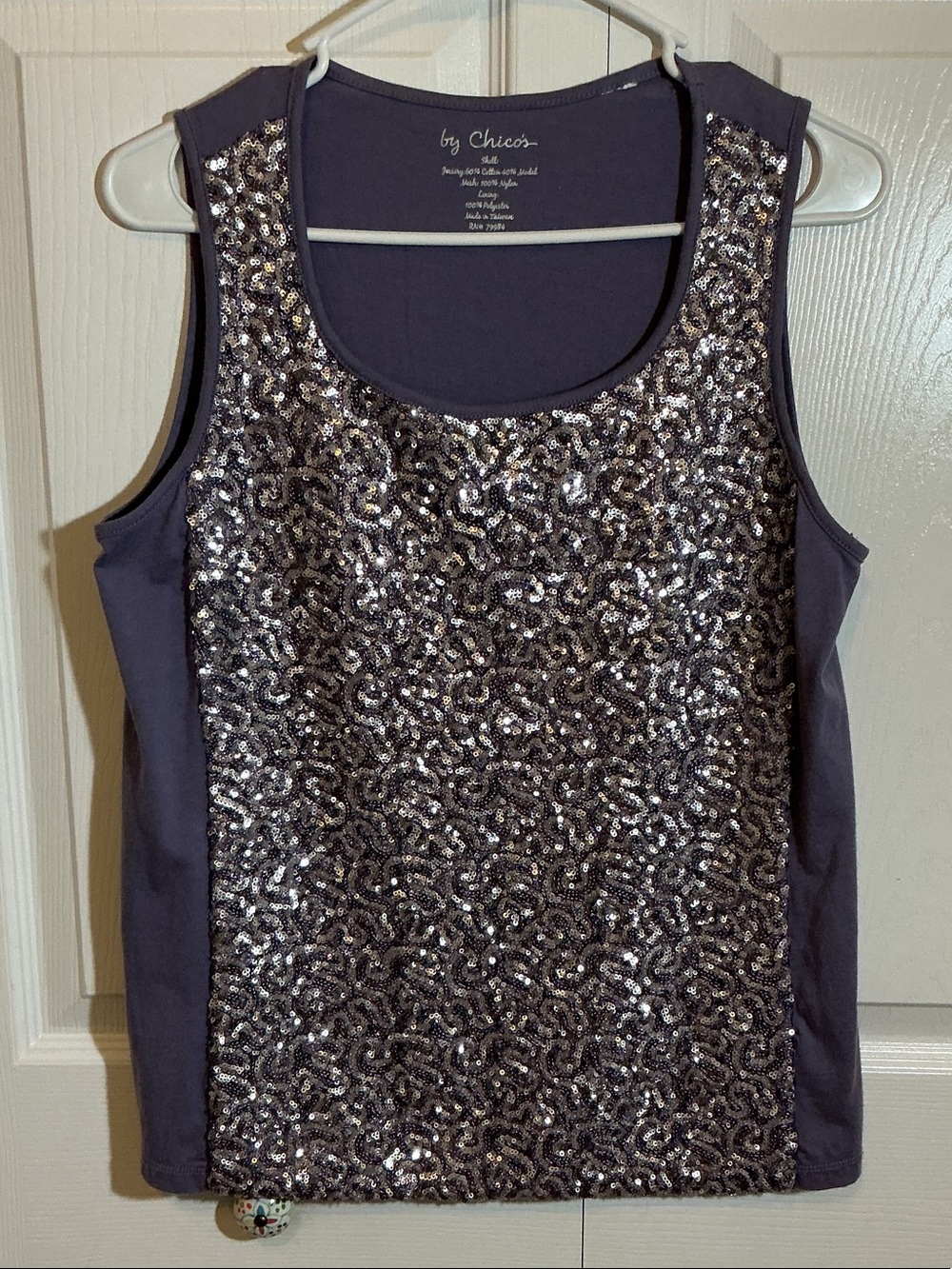 Chico's Purple Sequin Front Tank Top